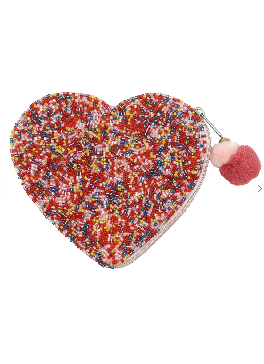 Red Heart Beaded Coin Purse – Clothe Boutique