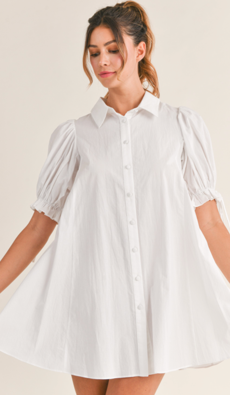 Puff sleeve shirt dress on sale