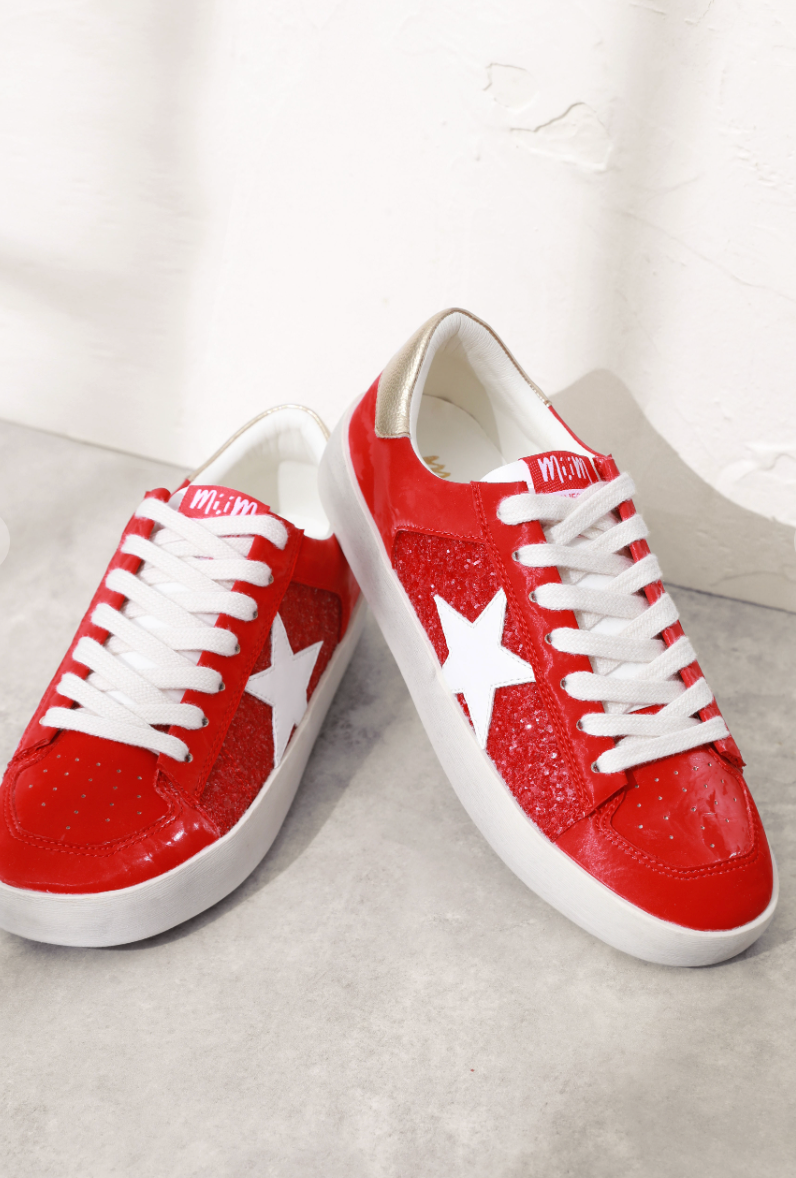 Fashion red sparkly sneakers