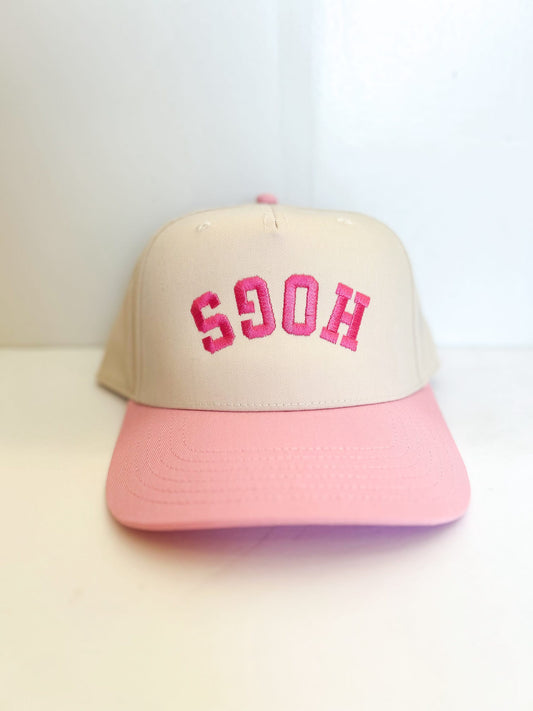 Upside Down Hogs Vintage Trucker Cream/Pink