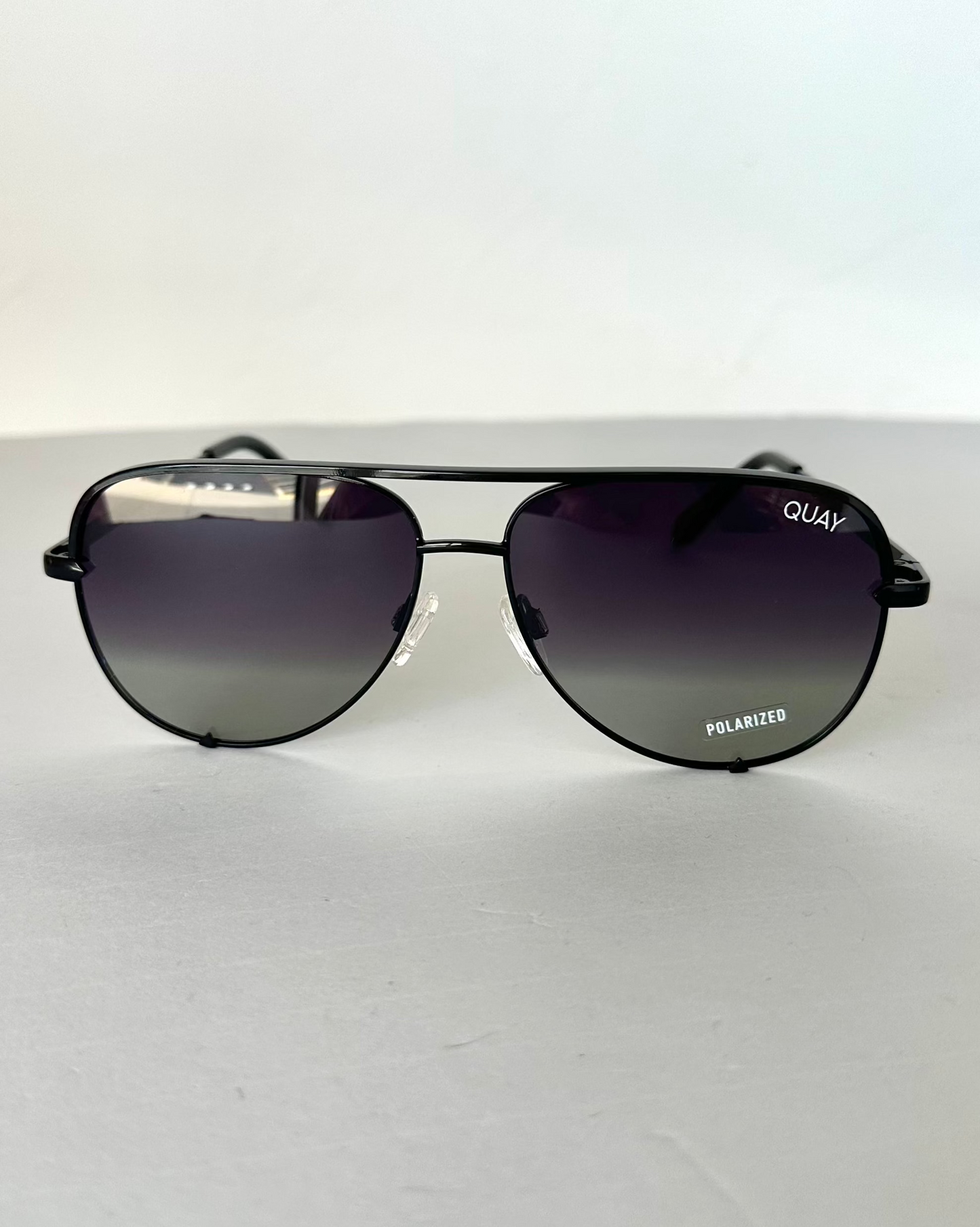 High Key Mini Quay Polarized Sunglasses - Black Fade