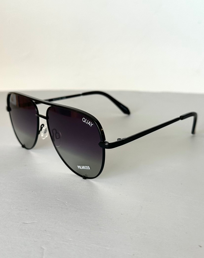 High Key Mini Quay Polarized Sunglasses - Black Fade