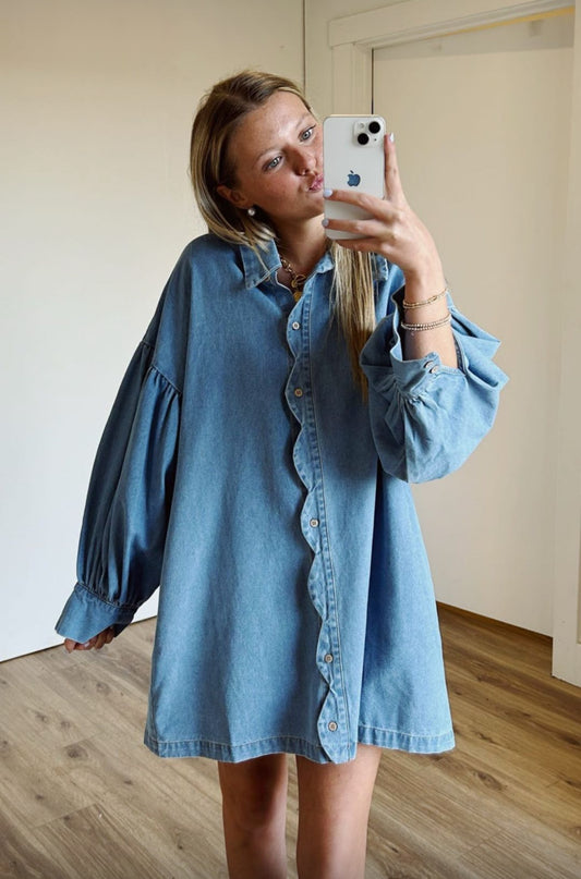 Denim Scallop Edge Dress