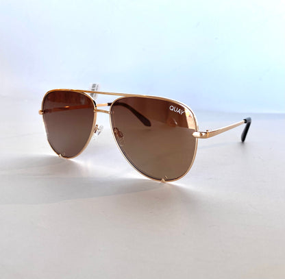 High Key Extra Large Quay Sunglasses - Gold/Champagne