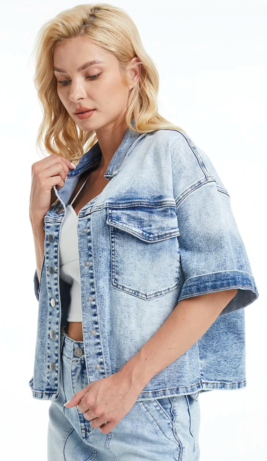 Bayeas Short Sleeve Denim Jacket