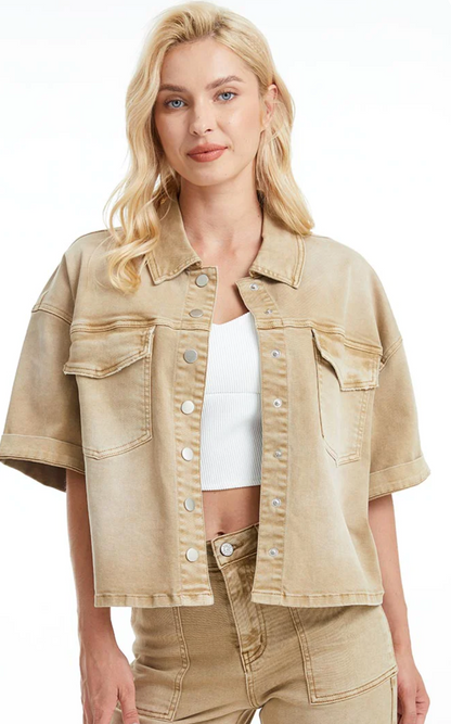 Bayeas Short Sleeve Khaki Denim Jacket