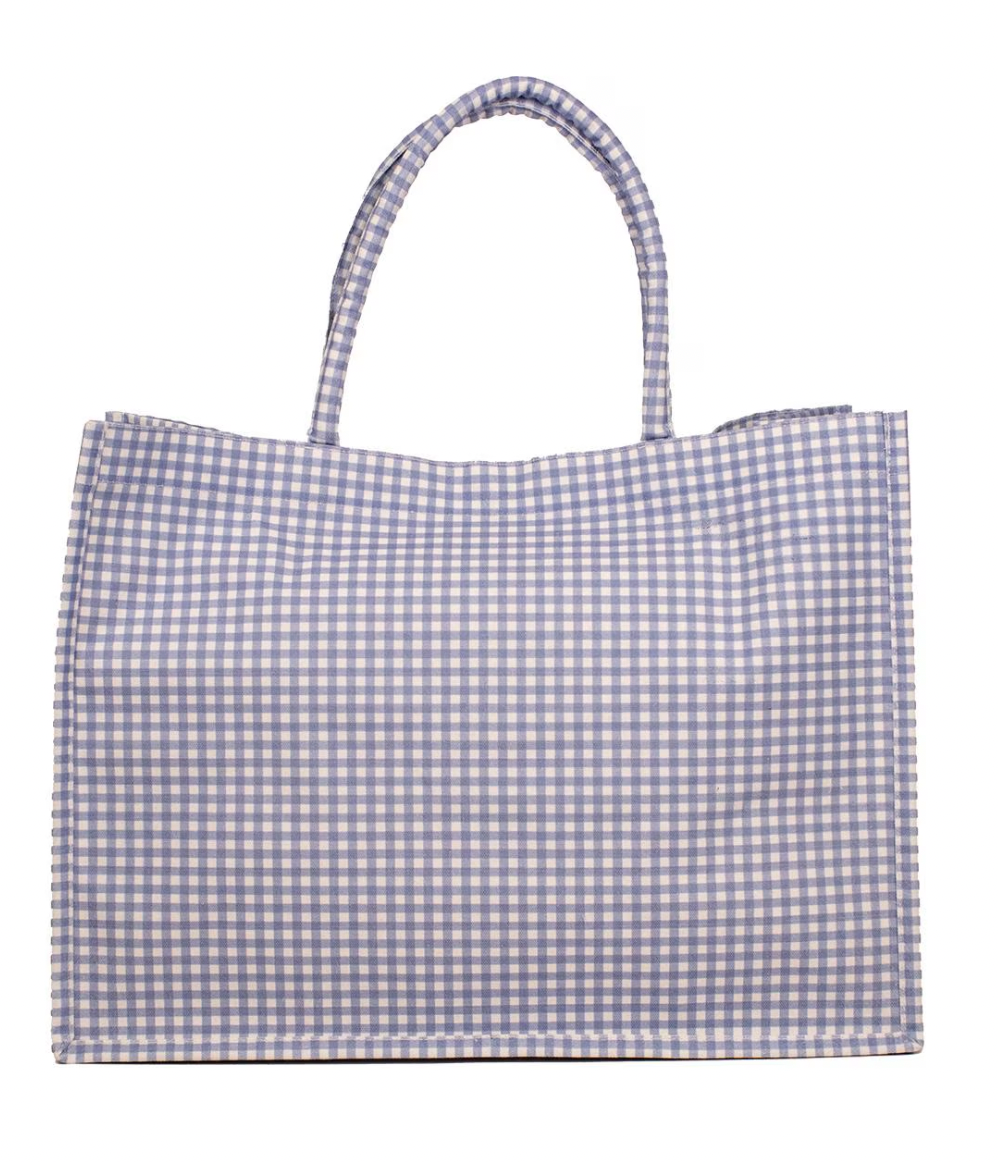 Blue Gingham Tote Bag