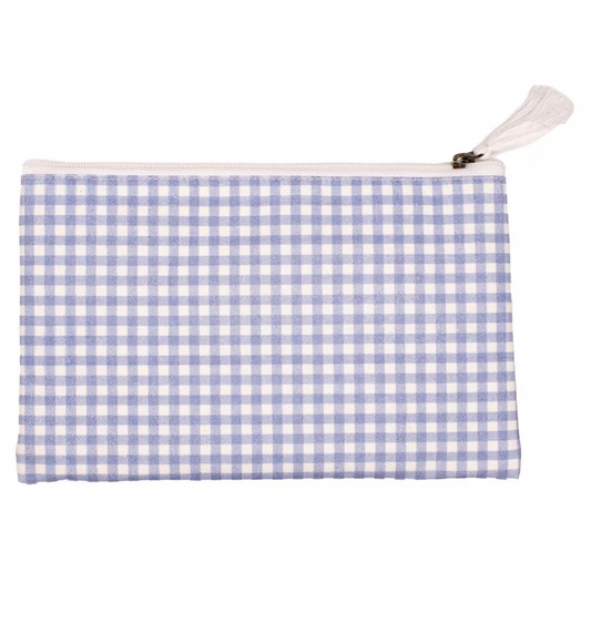 Blue Gingham Cosmetic Bag