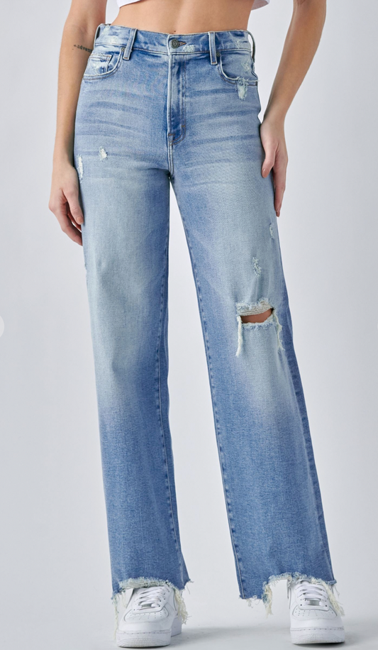 Logan High Waist Distressed Dad Jeans