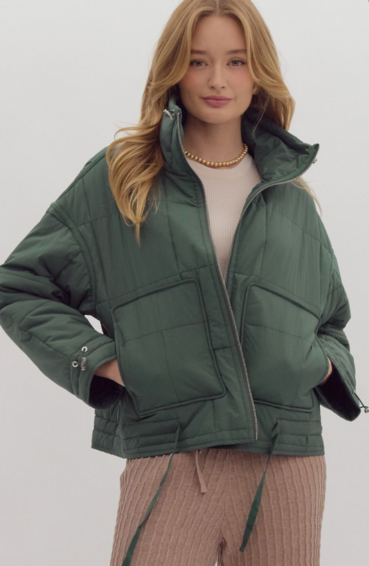 Slate Green Quilted Jacket