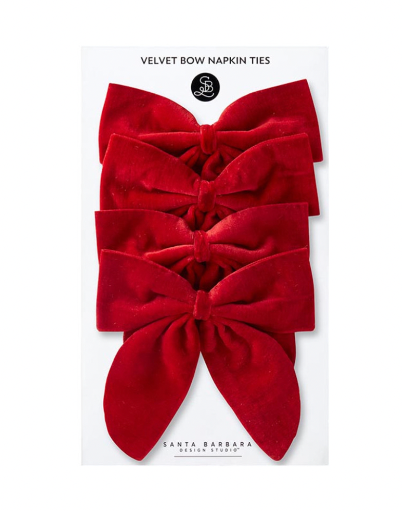 Velvet Bow Napkin Ties Red