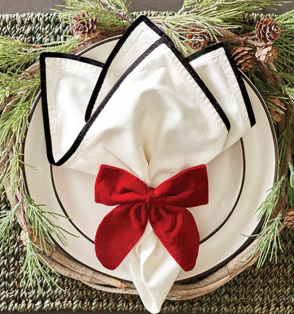 Velvet Bow Napkin Ties Red