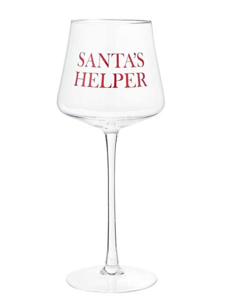 Santa's Helper Wine Glass