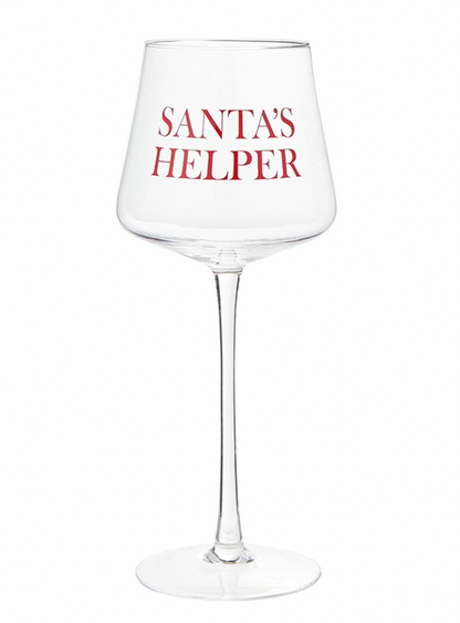 Santa's Helper Wine Glass