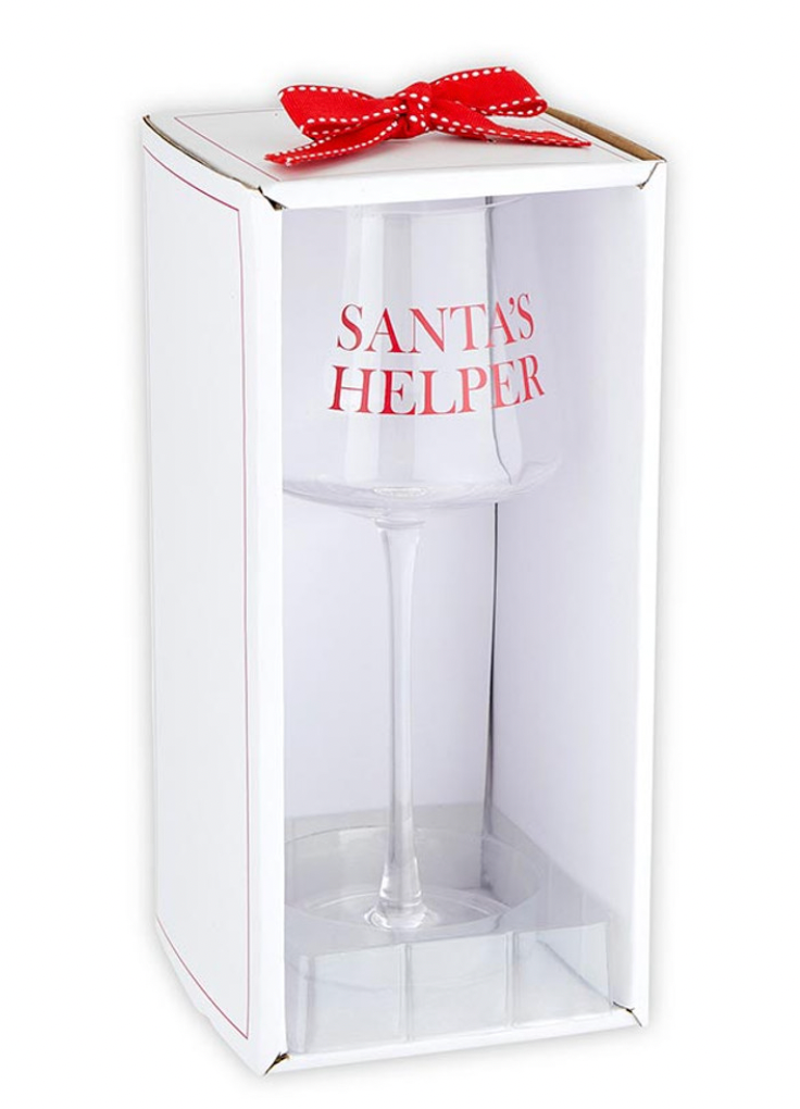 Santa's Helper Wine Glass