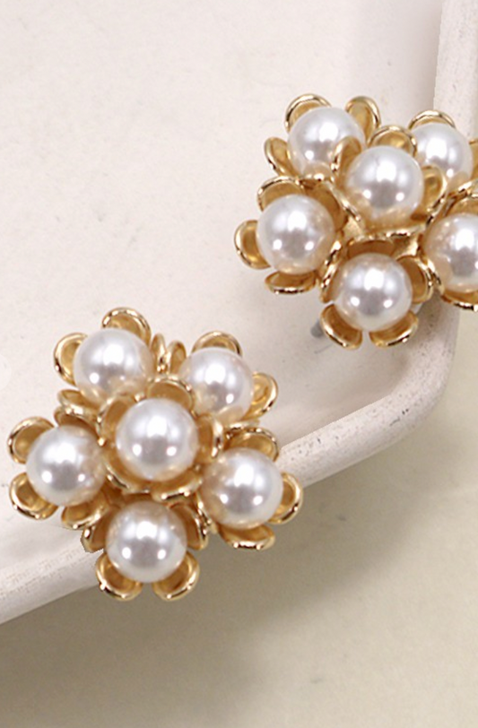 Pearl Cluster Flower Studs