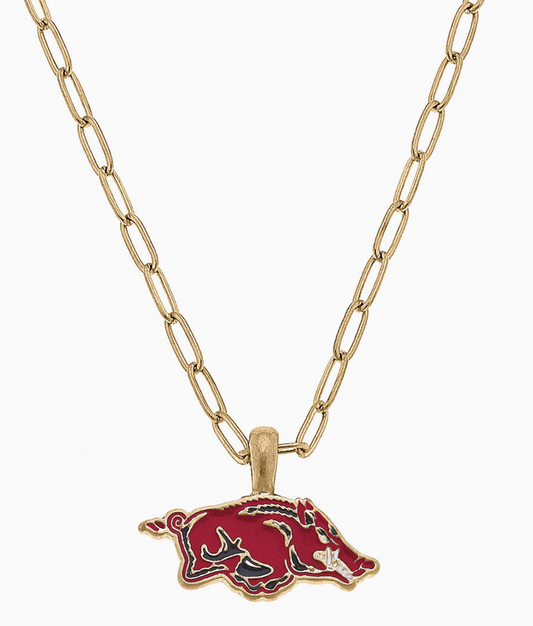 Razorback Enamel Pendant Necklace