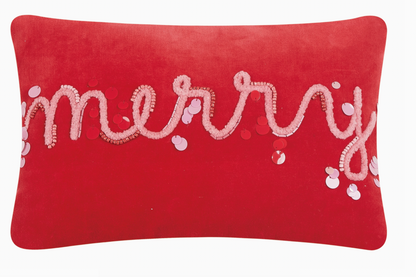 Merry Decorative Sequin Pillow