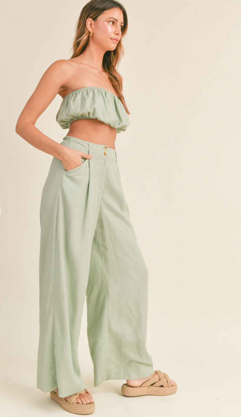 Jo Bubble Crop Top Sage