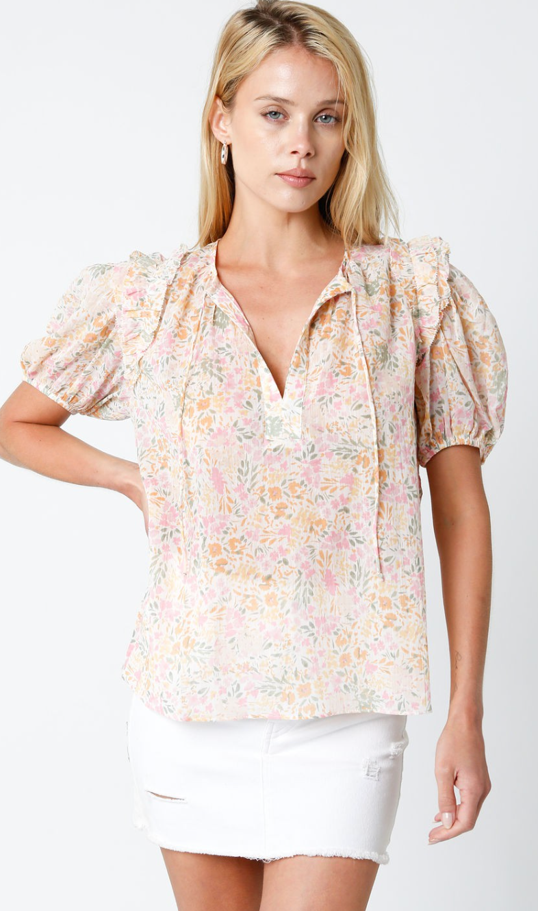 Julie Floral Ruffle Blouse