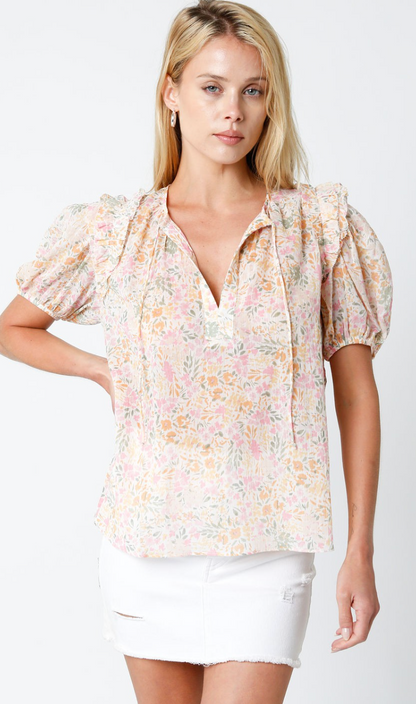 Julie Floral Ruffle Blouse