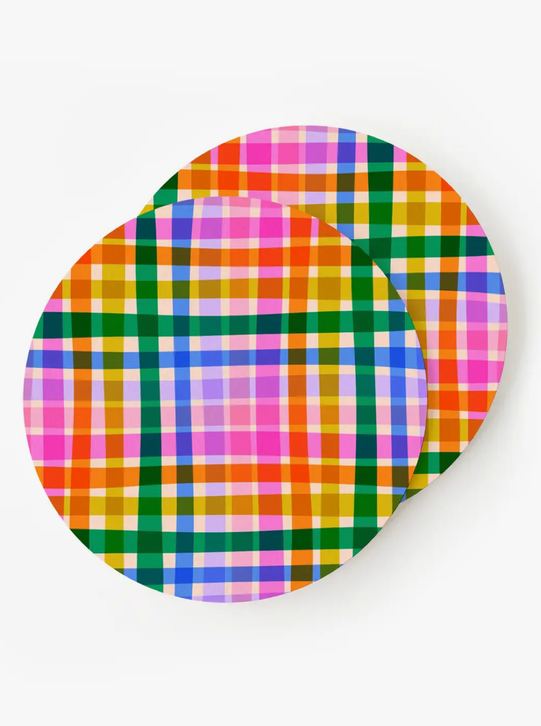 Rainbow Plaid Coasters