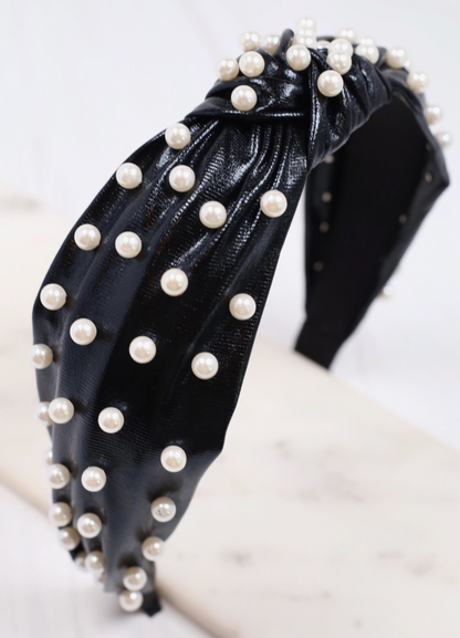 Pearl Studded Headband Black