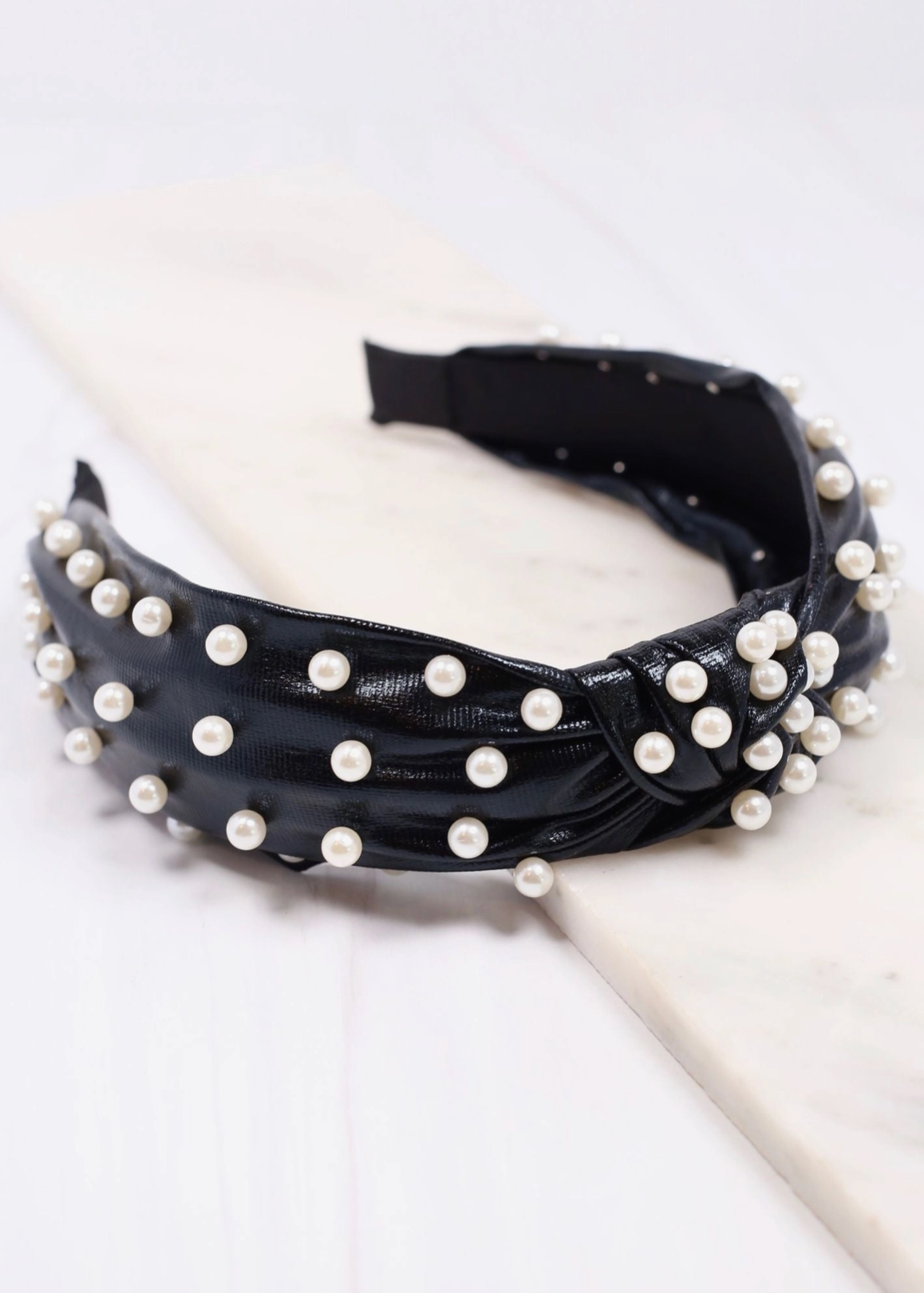 Pearl Studded Headband Black