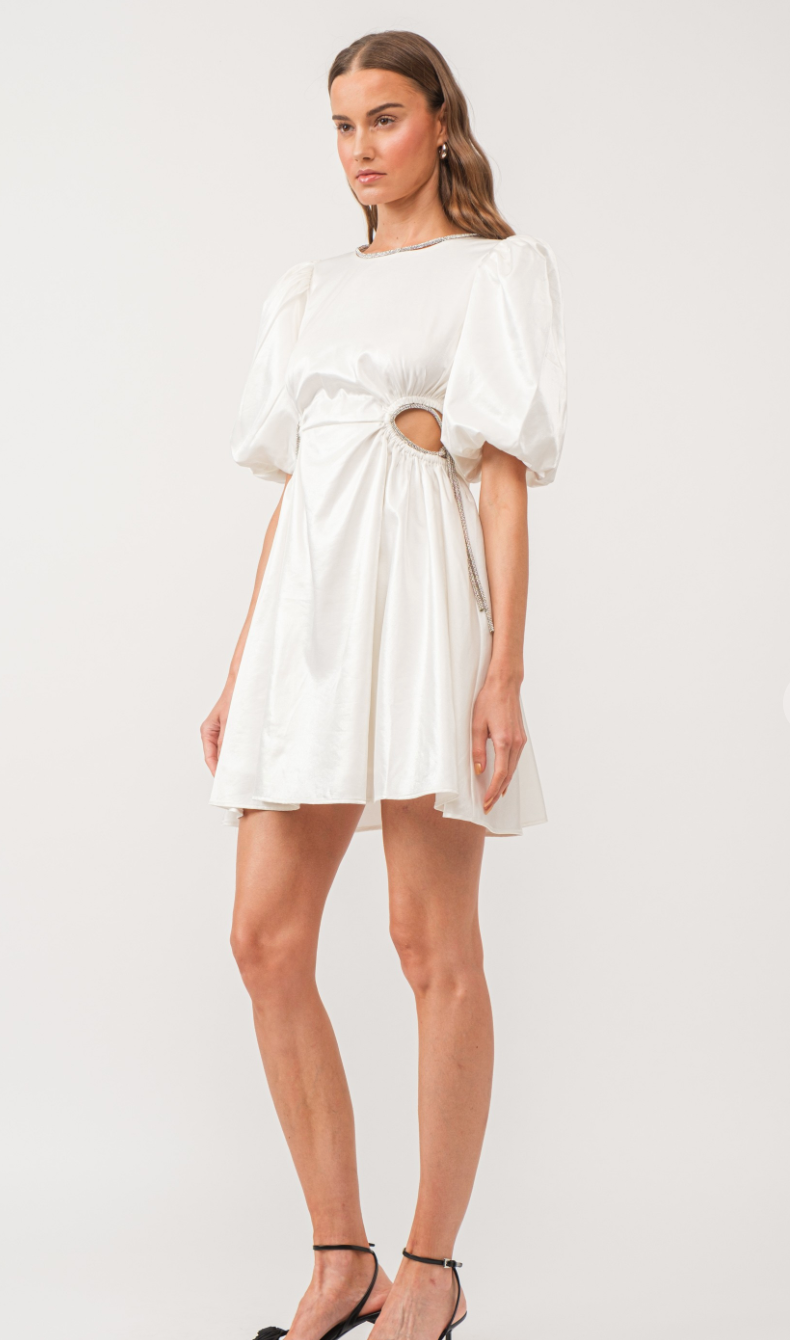 Lola Sparkle Trim Dress White