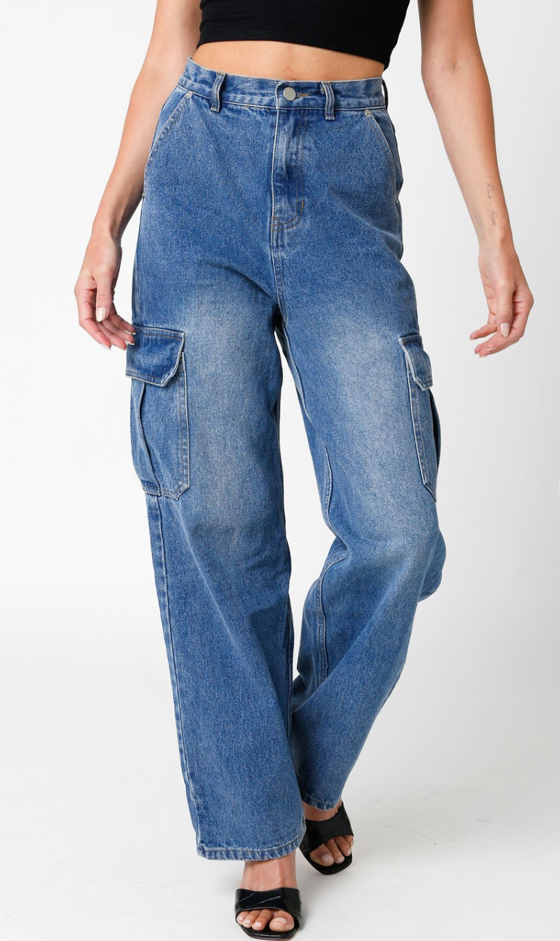 Denim Cargo Pants