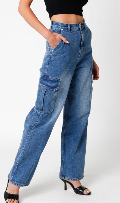 Denim Cargo Pants