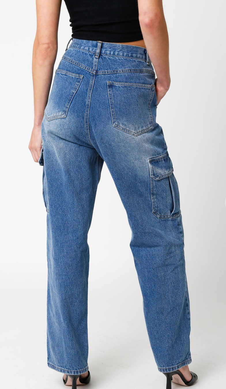 Denim Cargo Pants