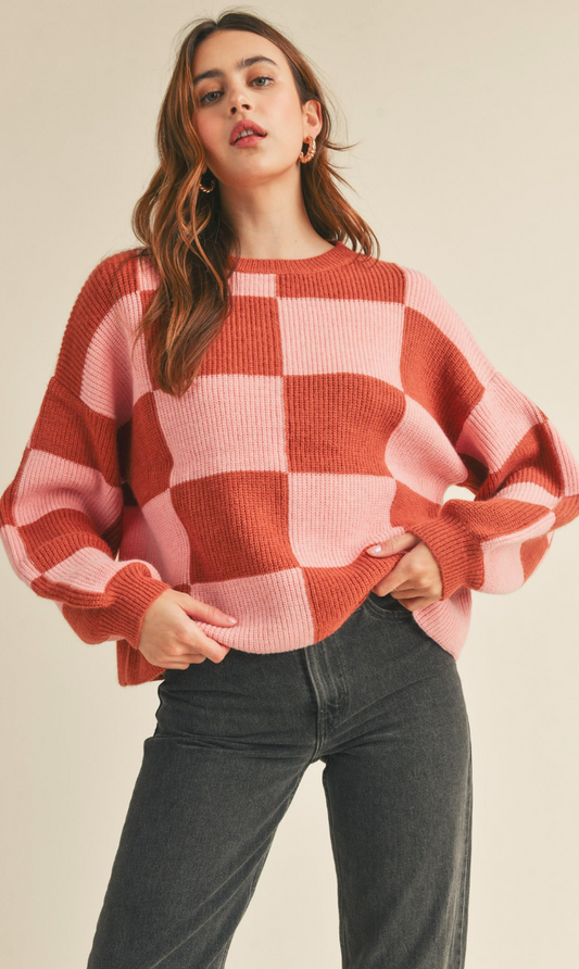 Multi Checker Oversized Sweater