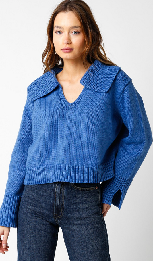 Hallie V-neck Sweater Blue