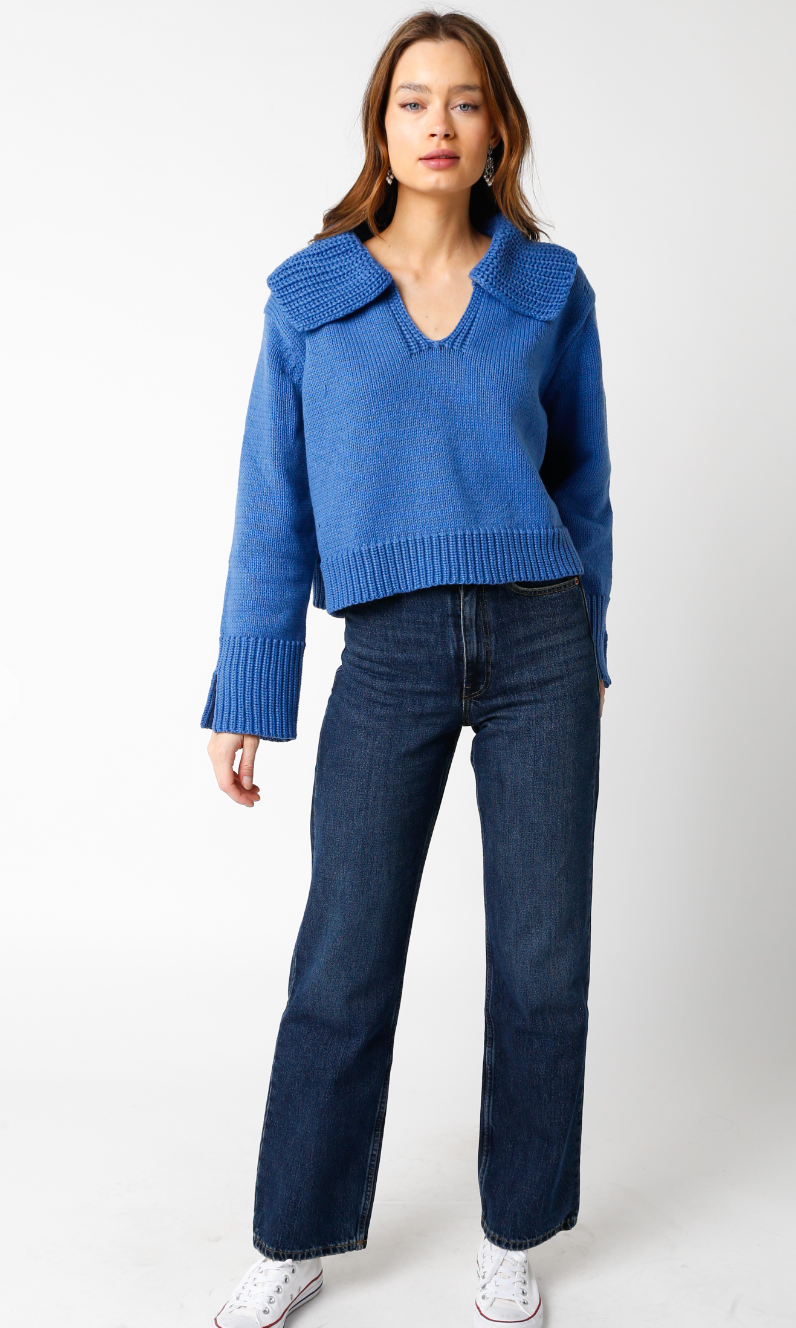 Hallie V-neck Sweater Blue