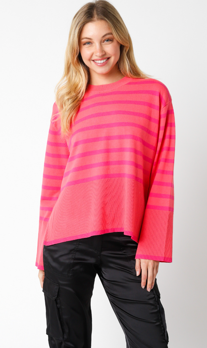 Jamie Stripe Sweater Coral