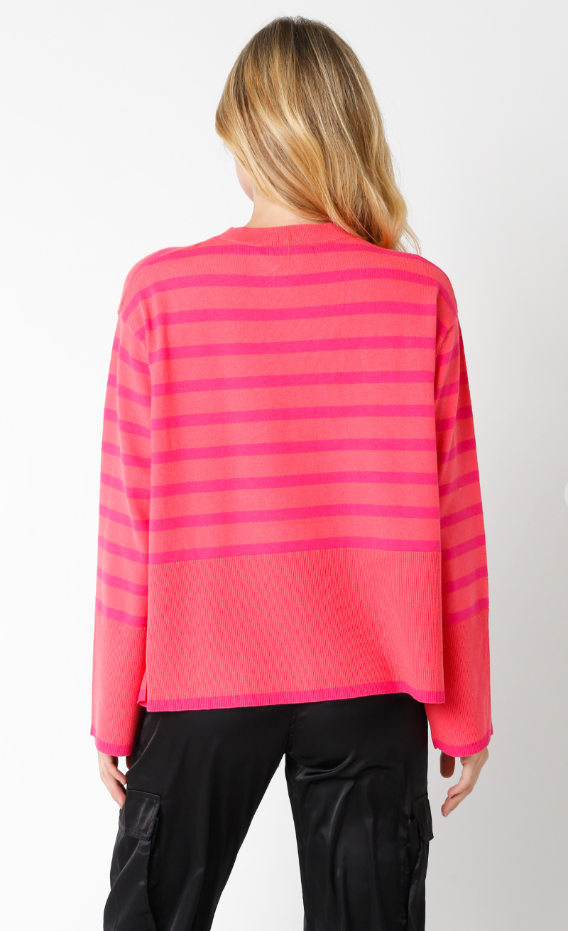 Jamie Stripe Sweater Coral