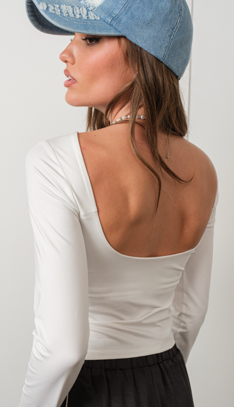 Backless Basic Top White