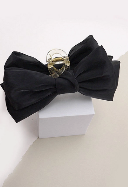 Chiffon Bow Claw Clip Black