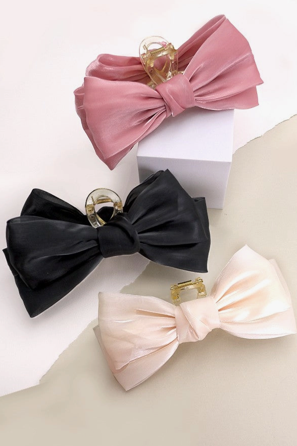 Chiffon Bow Claw Clip Rose