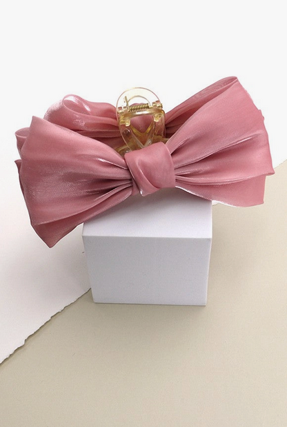 Chiffon Bow Claw Clip Rose