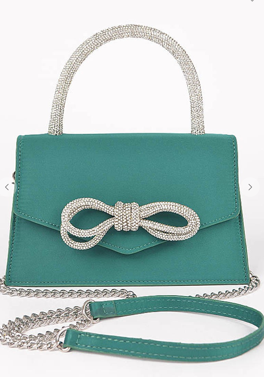 Rhinestone Bow Purse Green