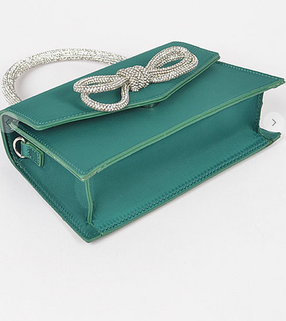 Rhinestone Bow Purse Green