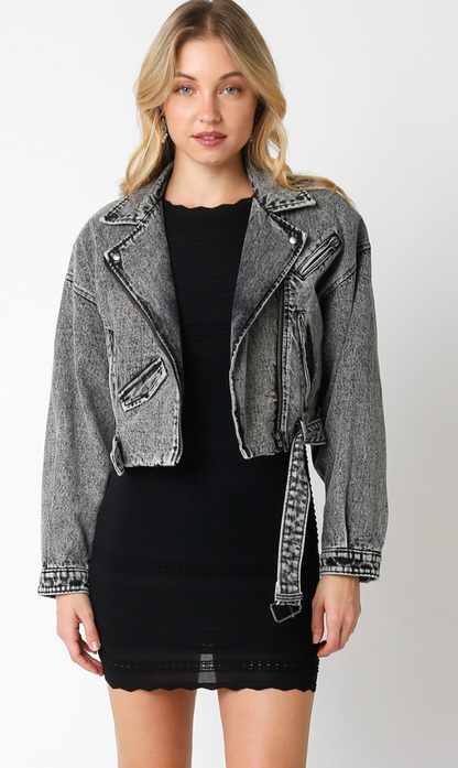 Black Denim Moto Jacket