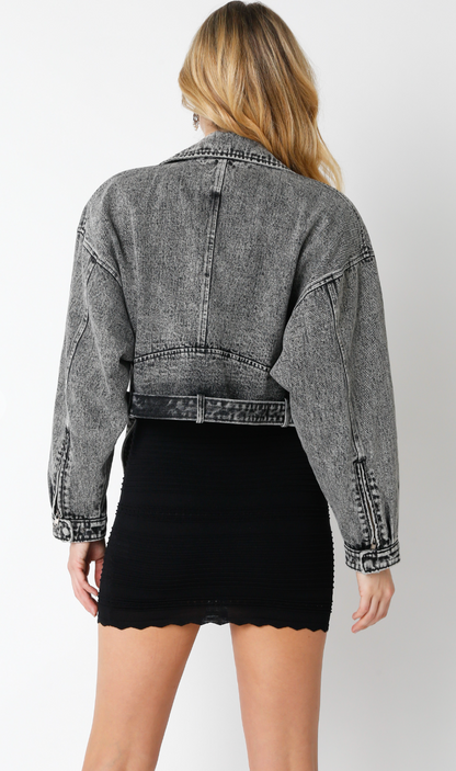 Black Denim Moto Jacket