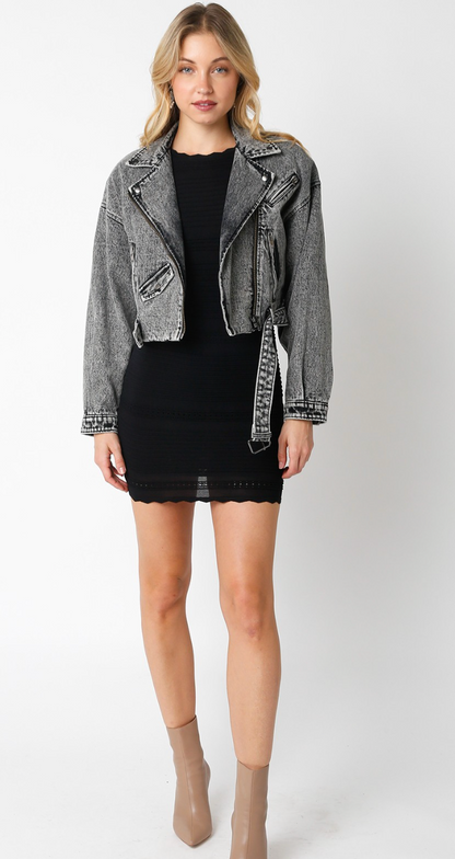 Black Denim Moto Jacket