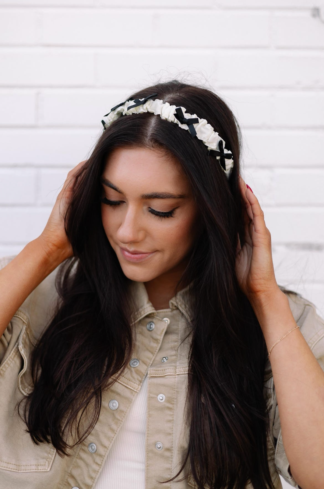 Mini Bow Headband Ivory