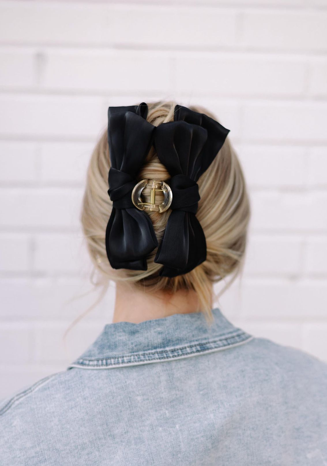 Chiffon Bow Claw Clip Black