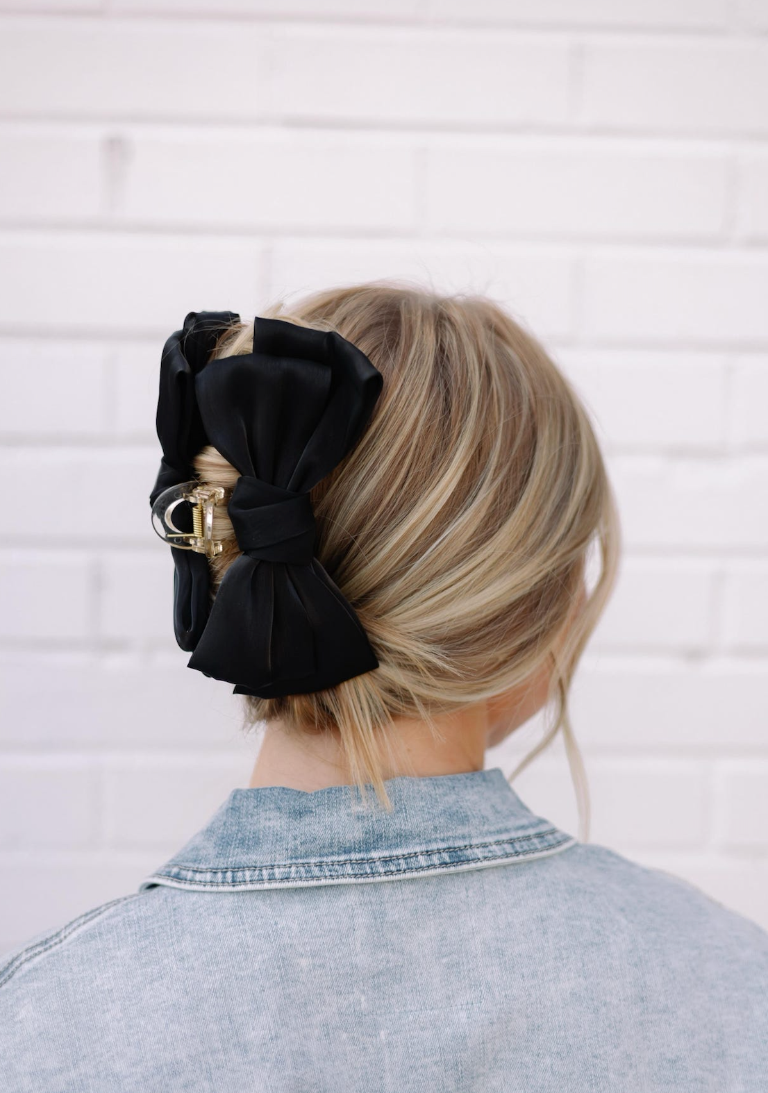 Chiffon Bow Claw Clip Black