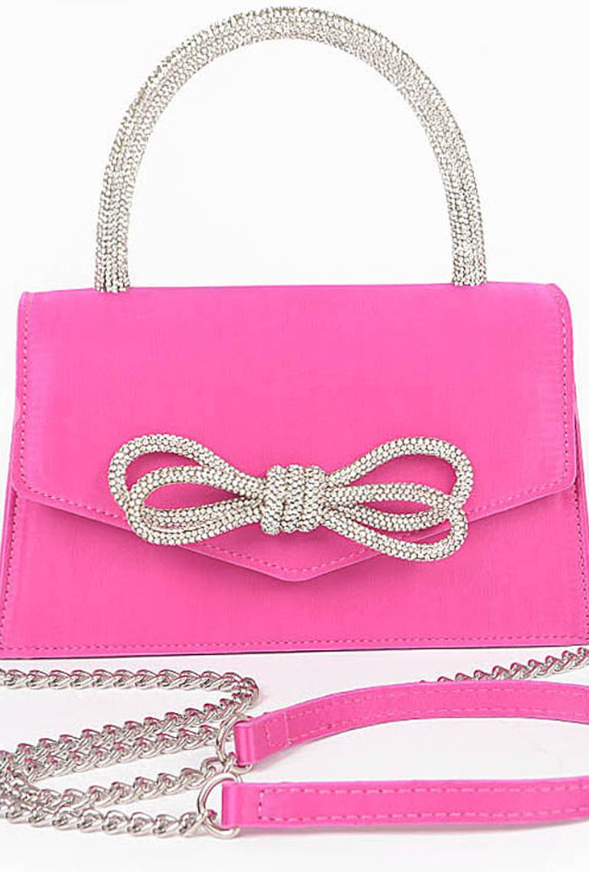 Rhinestone Bow Purse Pink